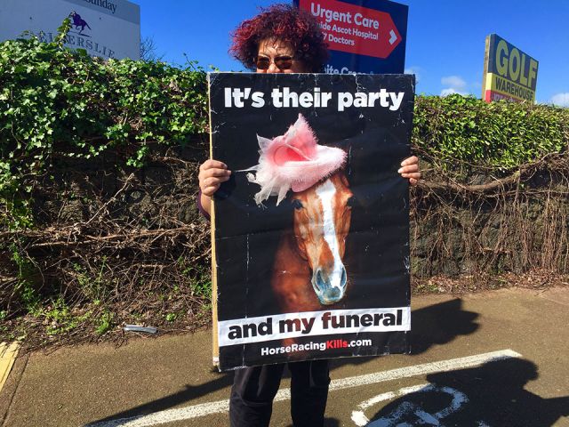 Horse racing activists greet first day of racing with protest