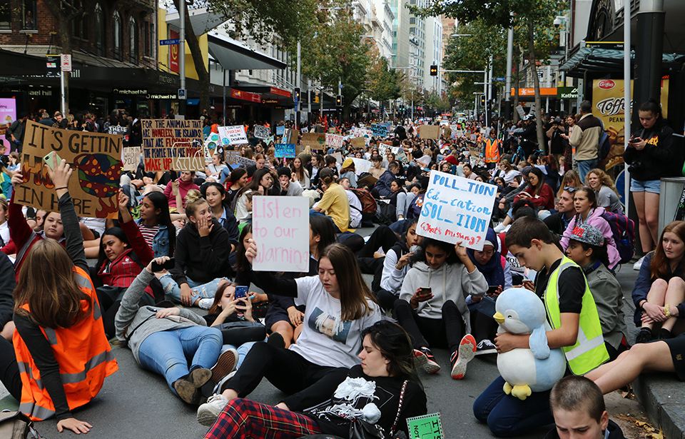 Friday’s School Strike 4 Climate protests on Queen St, Auckland.
