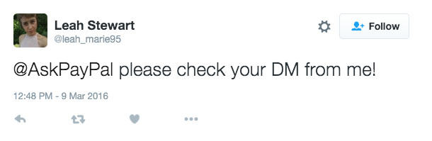 Twitter Support from PayPal